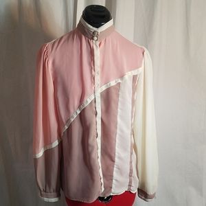 Vintage Asymetrical Pastel Long Sleeve Blouse by John’s Girl Collectables